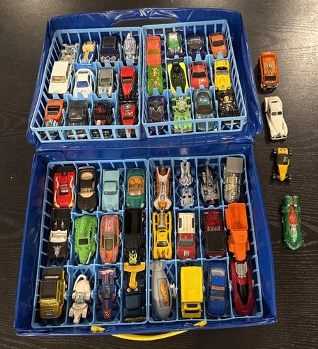 Hot Wheels Lot Of 52 Vintage Cars with 48 Car case 1970’s-2000’s Hot Wheels Used