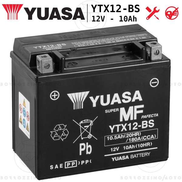 Batterie Yuasa YTX12-BS Versiegelt 12V 10Ah Suzuki Dr Re 650 1994-1995-image