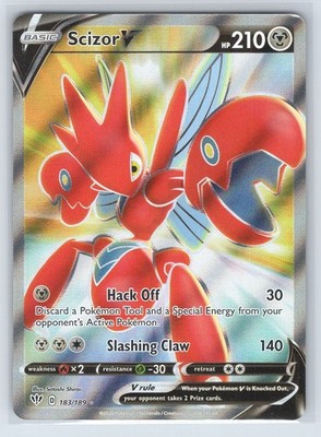 Scizor V (Full Art) Ultra Rare SWSH03: Darkness Ablaze 183/189 Holo NM