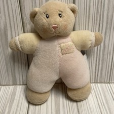 Vintage Baby GANZ Plush Teddy Bear Rattle Stuffed Animal Toy Tan Pink 5  2001