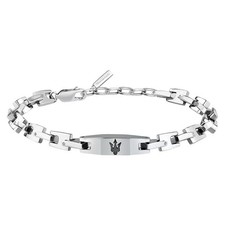 Maserati bracciale uomo maglia in acciaio con inserto PVD nero
