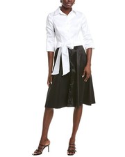 Rene Ruiz Colorblock Shirtdress Women's White 12