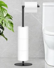 Toilet Paper Holder Stand, Bathroom Toilet Paper Stand with Shelf Hold 4 Paper R