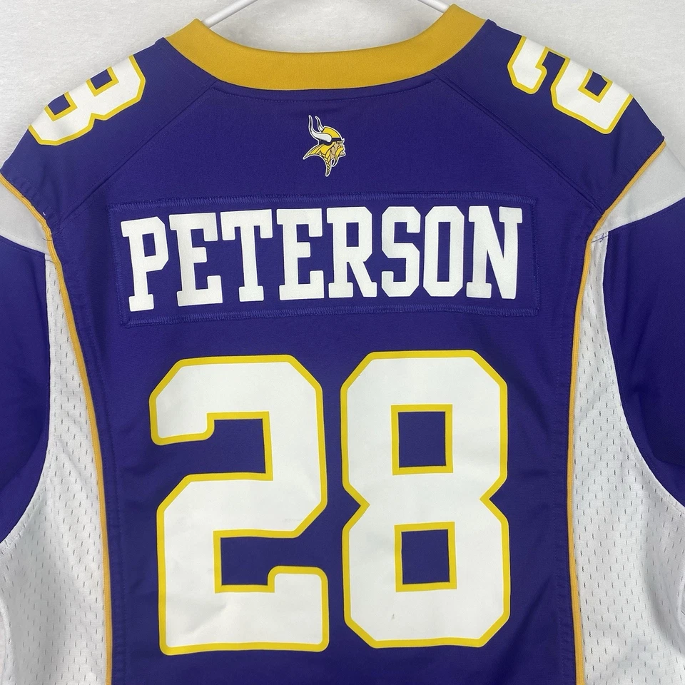 Camiseta deportiva Nike NFL Minnesota Vikings Adrian Peterson #28 adulto mediana púrpura amarilla Foto 4 de 4