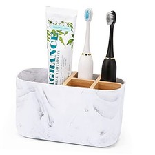 Toothbrush Holders for Bathrooms, 5 Slots Bamboo Toothbrush Holder Kids Marble