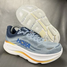 Hoka Bondi 9 Athletic Sneakers Men's 8.5EE Blue White Road Running Shoe Comfort