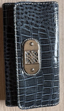 Olive Croc Embossed Checkbook Wallet Clutch, Zip Pocket, ID Window, Card Slots