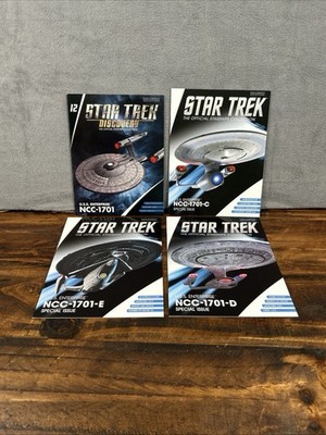 Lot Of 4: Star Trek Eaglemoss U.S.S. Enterprise NCC-1701-C,D,E Magazines 