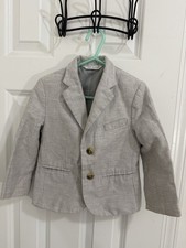 Janie And Jack Linen Light Gray Kids Blazer Size 3T