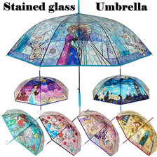 Disney Stained Glass Umbrella One-Touch 7 Types 60cm Japan New Cute