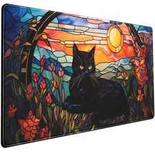 Aesthetic Black Cat 35.4 x 15.7 in Laptop Mouse Pad Desk Mat Gaming Keyboard Mat