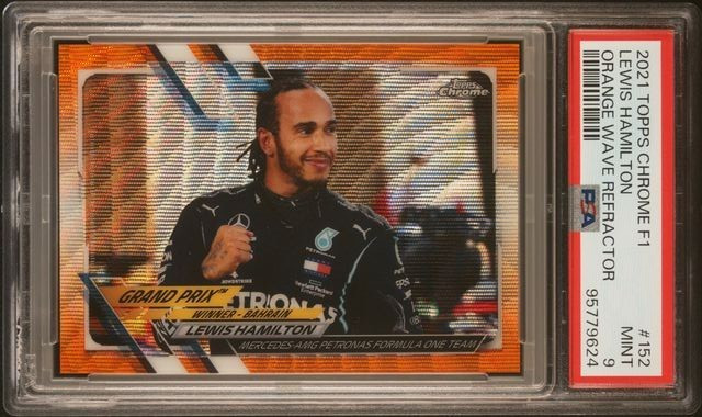 2021 Topps Chrome Formula 1 - Lewis Hamilton #152 Orange Wave /25 PSA 9
