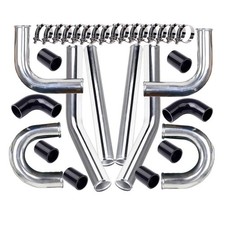 3 76mm Polished Aluminum Turbo Intercooler U Pipe Black Hose Clamps New 3 76mm Polished Aluminum Turbo Intercooler U Pipe Black Hose Clamps New