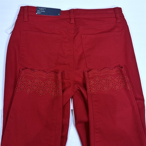 NWT Talbots Flawless Women's Size 4 Slim Ankle Jeans 5 Pocket Eyelet Hem in Red - Picture 5 of 11