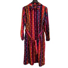 Abbott Elementary Dress Bright Multi Color Striped Midi  1X Button Down Artsy