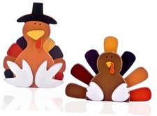 Thanksgiving Turkey Decor, 2PCS Fall Tabletop Wooden Signs for Home, 2pcs