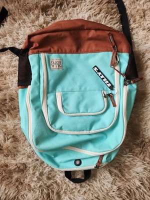 Billabong Model Blue & Brown Zip Closure Backpack, Adjustable Straps