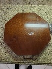 Italian Marquetry Wood Inlaid Octagon Tray Brass Handles Serving Vanity Ornate.  — photo 4