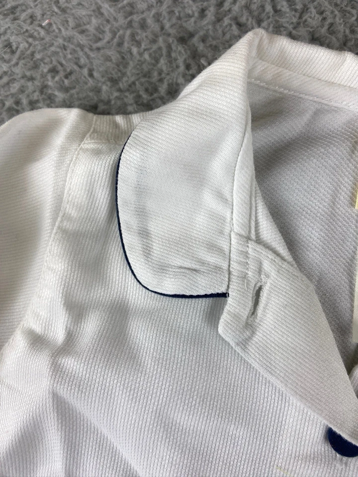Camisa blanca vintage Laura Ashley azul marino cuello algodón botones 2T Foto 3 de 4