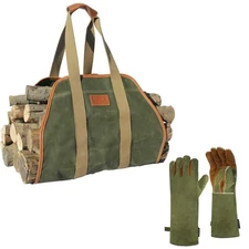 INNO STAGE Waxed Canvas Log Carrier and Mig/Stick Welding Gloves