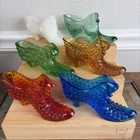 7 Vtg FENTON Glass Shoes Slippers Boots Blue Green V Barnett White Cats Heads