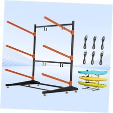 3-Tier Freestanding Kayak Storage Rack, Heavy H52"-3-Tier for 3 Kayaks Orange