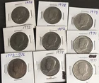 Lot of 9 Early Clad Kennedy Half Dollar Coins Includes 1776-1976. You Grade