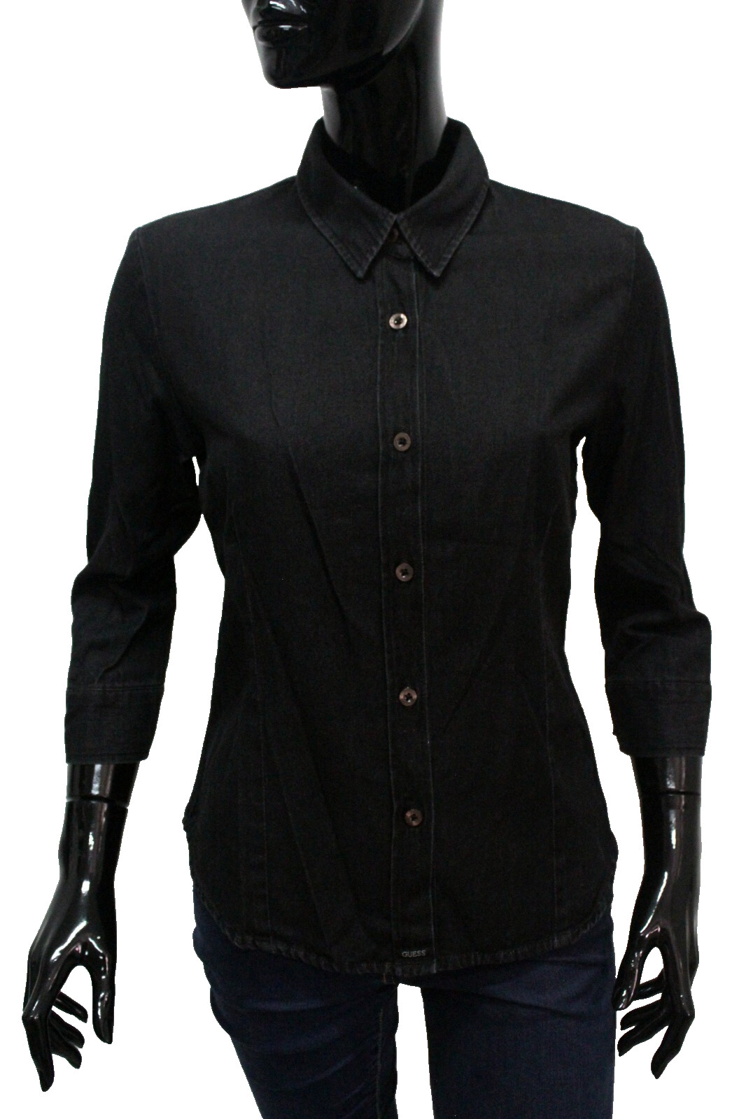 Guess Camicia Donna Taglia M Chemise Shirt Nera Woman Manica Lunga Logo