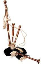 FULL SIZE BAGPIPES SET w/ BLACK COVER, REXINE BAG - ANTIQUE DESIGN
