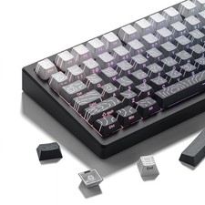White/Grey Topographic keycap Sets Line Backlit Gradient keycaps Shine Throug...