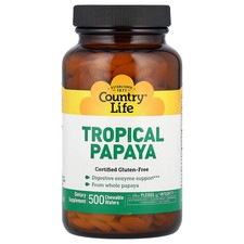 Country Life Natural Tropical Papaya 500 Wafers Gluten-Free, GMP Quality Assured