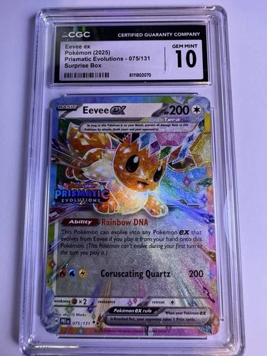 Eevee EX CGC 10 Prismatic Evolutions Surprise Box Promo!