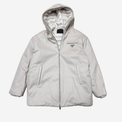 PRADA KASCHMIR WOLLE DAUNEN BEIGE PARKA JACKE HERREN GRÖSSE SMALL S 46 48 M
