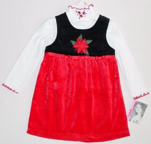 NUEVO CON ETIQUETAS Flapdoodles FIESTA DE VACACIONES Conjunto de Vestido Jersey 3T 4T Foto 2 de 4