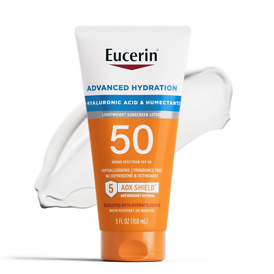 Sun Advanced Hydration SPF 50 Sunscreen Lotion, Lightweight Sunscreen with Hyalu