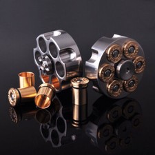 Stainless Steel Revolver Finger Spinner Hand Fidget Pocket EDC Toy Top Bullets