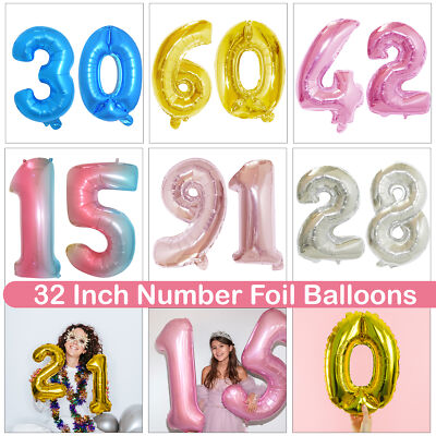 32 Zoll Zahlenballons Helium Riesen Folie Groß Luft Geburtstag Alter Party 0-9 Deko