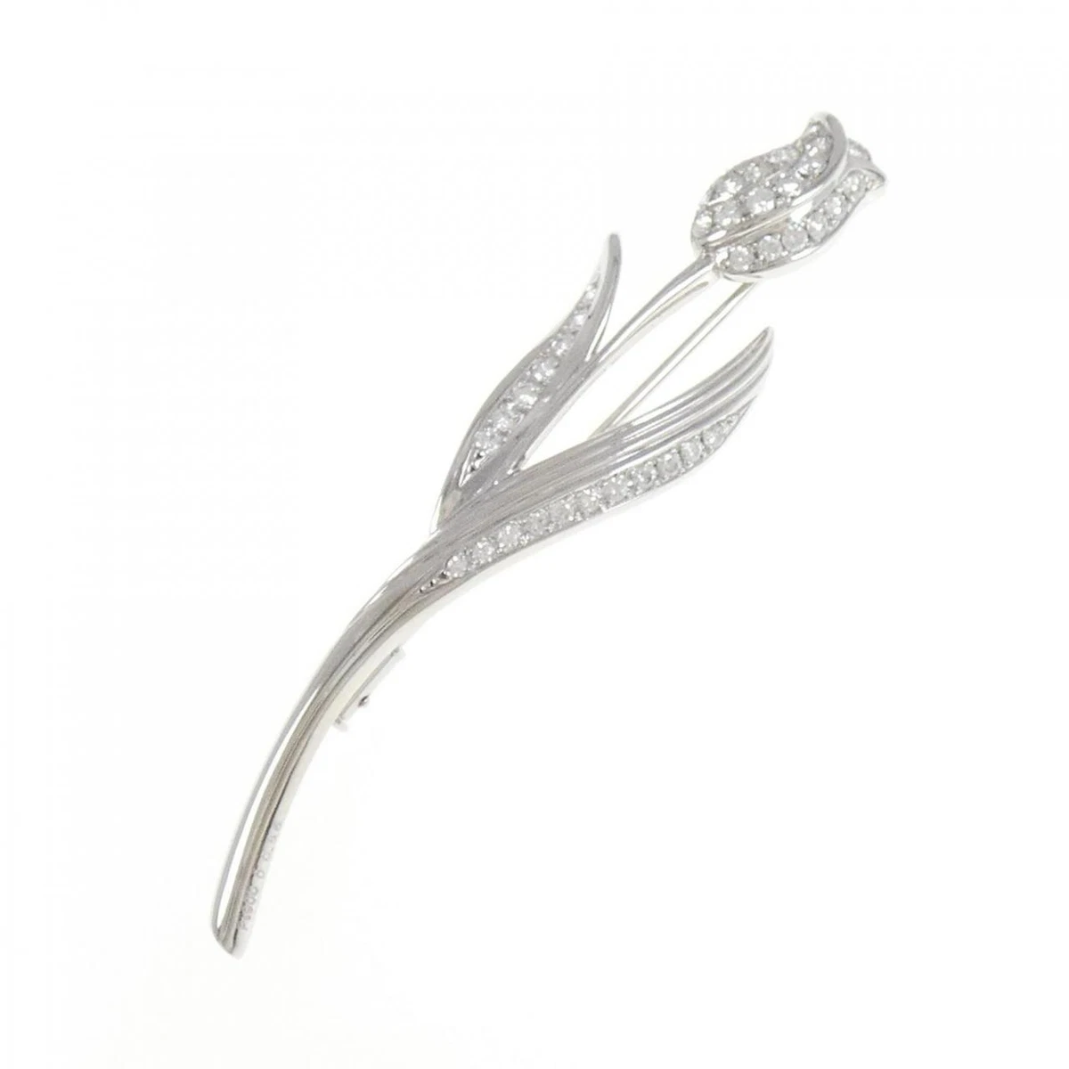 Authentic PT K14WG Tulip Diamond Brooch 0.85CT #260-004-360-7693