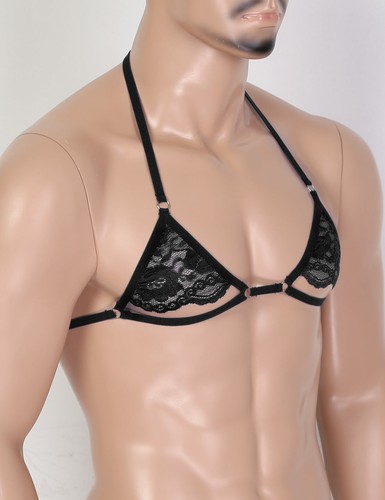 UK Men Crossdress Lingerie Sissy Sheer Lace Training Bra Bralette Tank Vest Tops - Picture 74 of 126
