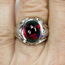 Natural Garnet CZ Gemstones with 925 sterling silver Ring For men's 6789