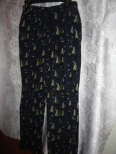 MEN'S NAVY BLUE FLEECE LOUNGE PANTS WITH TREES-SIZE MEDIUM 32/34 