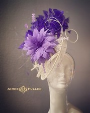 Kentucky Derby Fascinator Purple White Royal Ascot Hat Cocktail Hat Bridal Hat