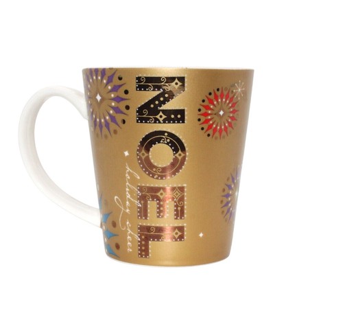 Taza de café Starbucks Gold Noel Holiday Cheer 2006 14 oz - Imagen 1 de 6