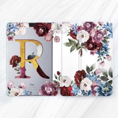 Custom Monogram Flowers Retro Case For iPad 10.2 Air 3 4 5 Pro 9.7 11 12.9 Mini