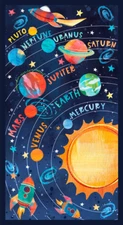 Space Planet Fabric Earth Mars Jupiter Blast Off Cotton by Blank 24"X44" Panel