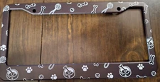New Black And Witie Dog Bone Ans Paw Prints Liciense Plate Frame Cover