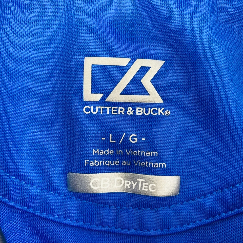 Cutter & Buck Dry Tec Mens Size L  Golf Polo Shirt Blue Striped        U1 - Image 4 of 4