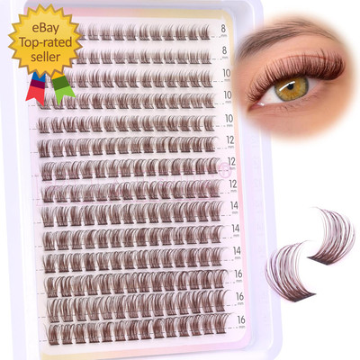 Brown Lash Clusters Wispy Natural Eyelash Clusters Eyelash Extensions 196Pcs D