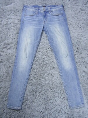 American Eagle Pants Women's 2 Light Washed Jeggings Skinny Blue Denim Stretch
