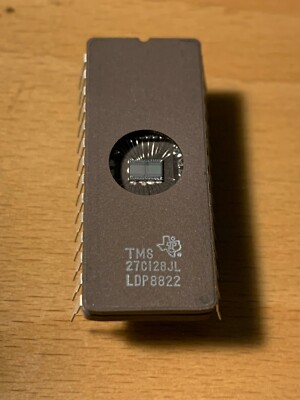TMS27C128JL EPROM 250ns 16K x 8 VPP 12.5V Ceramic DIP-28 UV Erasable.